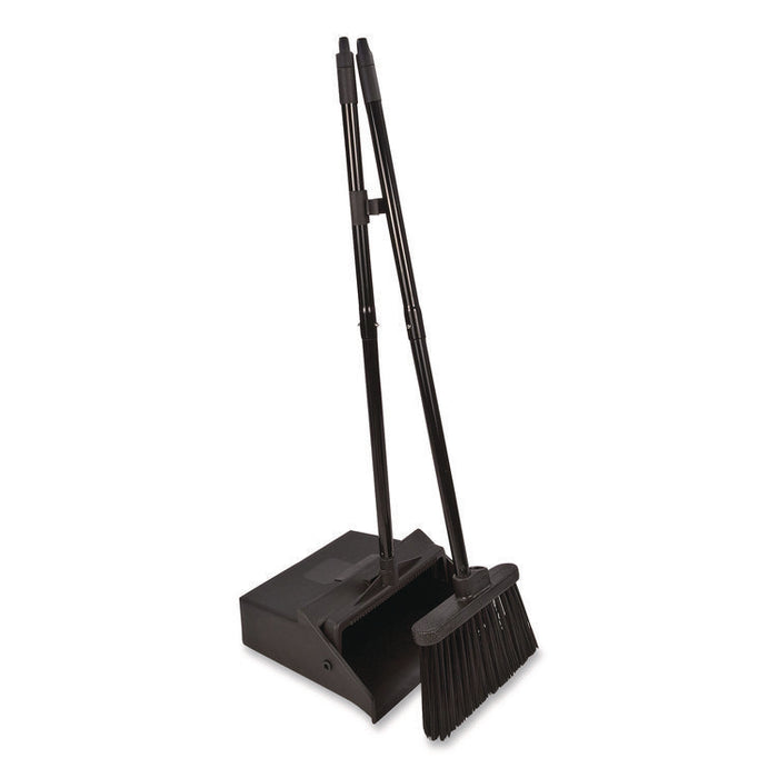 Duo-Pan Upright Dust Pan and Broom, 11.8 x 36, 24.5" Handle, Plastic, Black