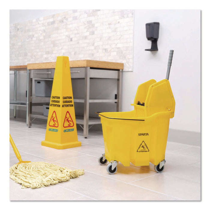 OmniFit Mop Bucket with Down Press Wringer, 35 qt, Yellow