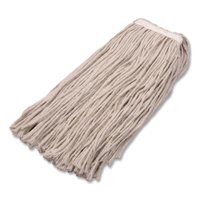 Full Weight Cut End Mop Head, Cotton, 16 oz, White