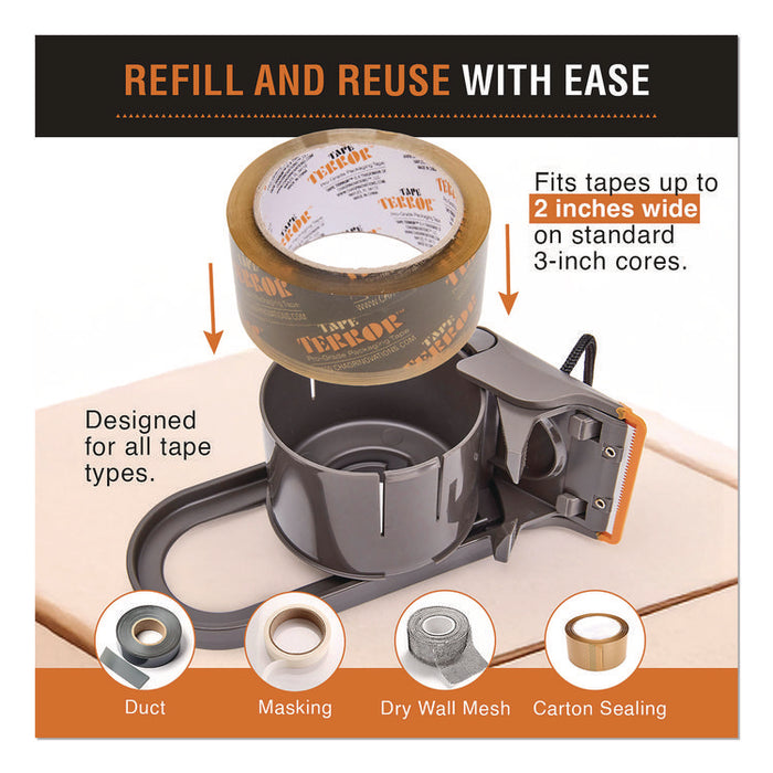 Tape Dispenser with Tape, 3" Core, Polypropylene, Gray/Orange, 1 Dispenser, 2 Rolls Pro-Grade Packaging Tape