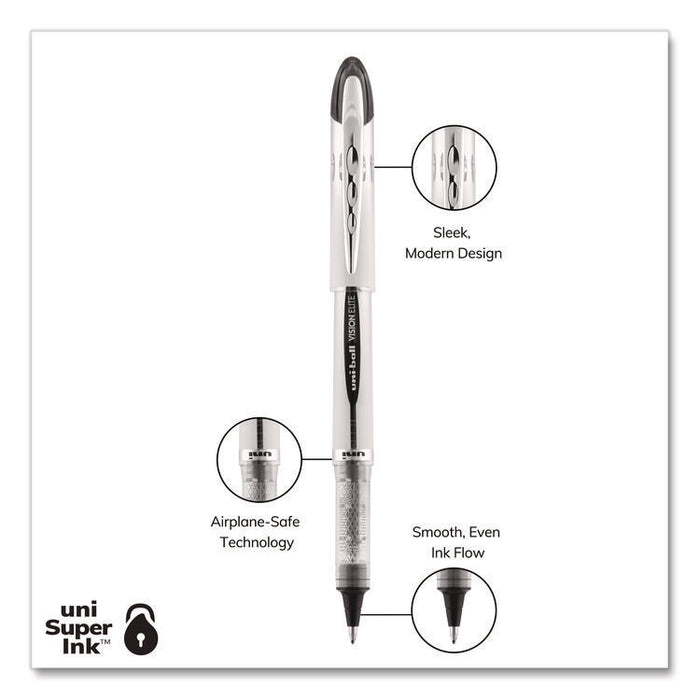 Refill for Vision Elite Roller Ball Pens, Bold Conical Tip, Black Ink, 2/Pack