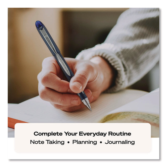 Jetstream Hybrid Gel Pen, Retractable, Fine 0.7 mm, Black Ink, Blue/Silver Barrel