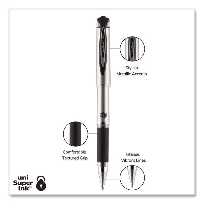 207 Impact Gel Pen, Stick, Bold 1 mm, Black Ink, Silver/Black Barrel