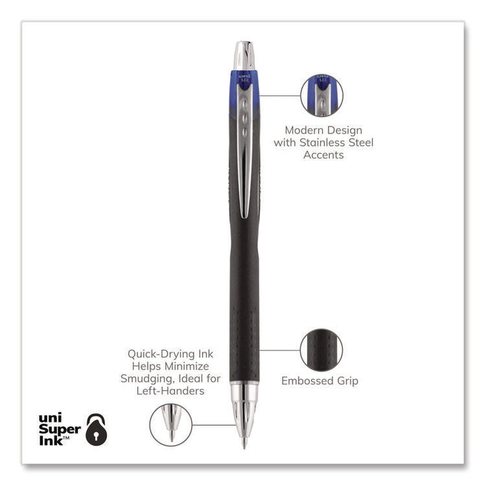 Jetstream Hybrid Gel Pen, Retractable, Bold 1 mm, Blue Ink, Black/Silver/Blue Barrel