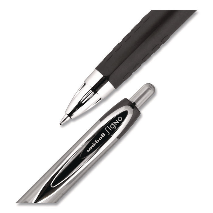 Signo 207 Gel Pen, Retractable, Medium 0.7 mm, Black Ink, Clear/Black Barrel, 5/Pack