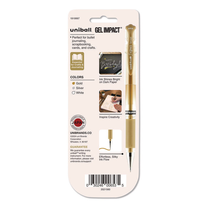 Signo Impact Gel Pen, Stick, Bold 1 mm, Assorted Metallic Ink and Barrel Colors, 3/Pack