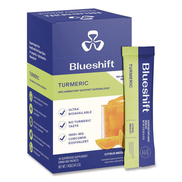 Turmeric Citrus Medley Drink Mix, Citrus Medley Flavor, 0.16 oz Packets, 10/Pack, 2 Packs/Carton