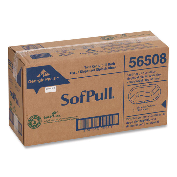 SofPull Twin High-Capacity Center-Pull Bathroom Tissue Dispenser, 20.13 x 7 x 10.75, Splash Blue