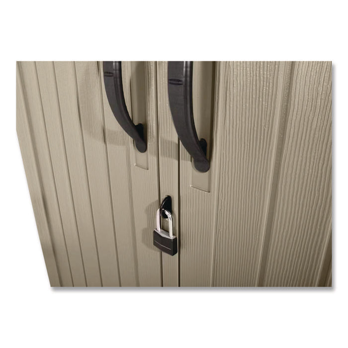 Vertical Storage Shed, 53 cu ft, 2.5 ft x 4 ft x 7 ft, Sandstone/Faint Maple