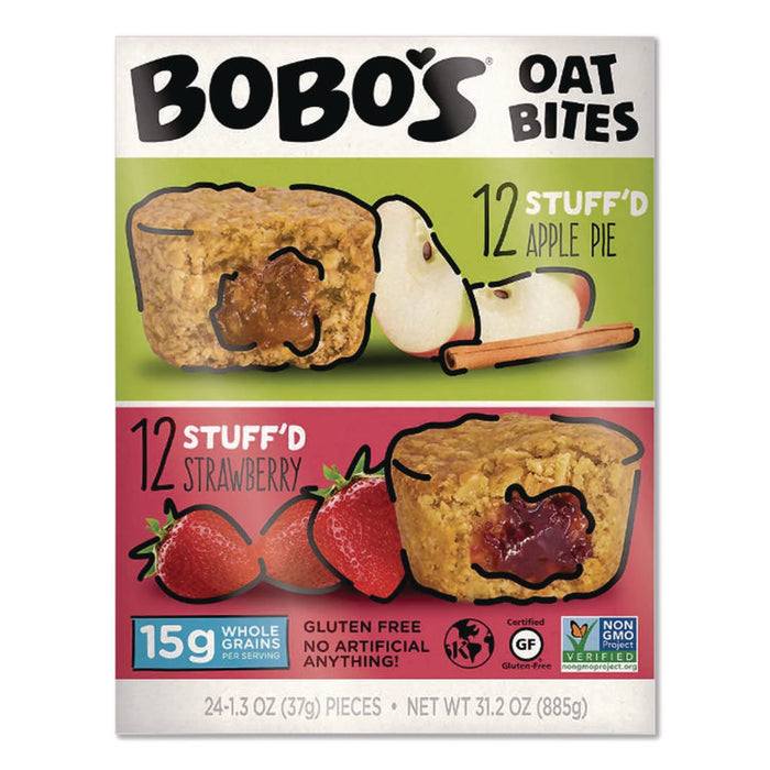 Stuff'd Oatmeal Bites, Two-Flavor Multi-Pack: Apple Pie and Strawberry, 1.3 oz Individually Wrapped, 24/Carton