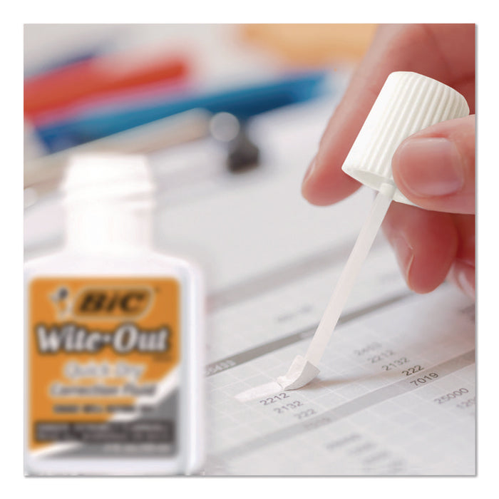 Wite-Out Quick Dry Correction Fluid, Foam Brush Tip Applicator, 0.68 oz Bottle, White, 2/Pack