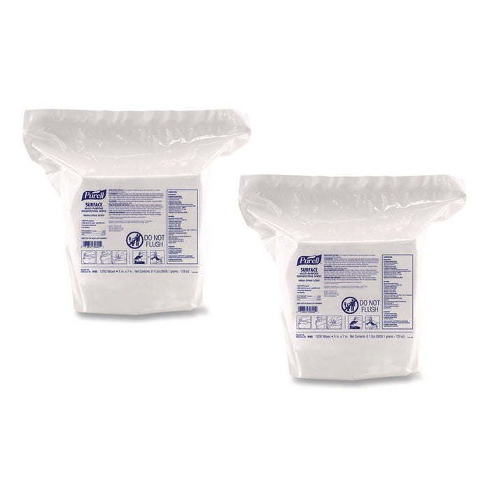Surface Multi-Purpose Disinfecting Wipes, 1-Ply, 5 x 7, Fresh Citrus, White, 2/Carton