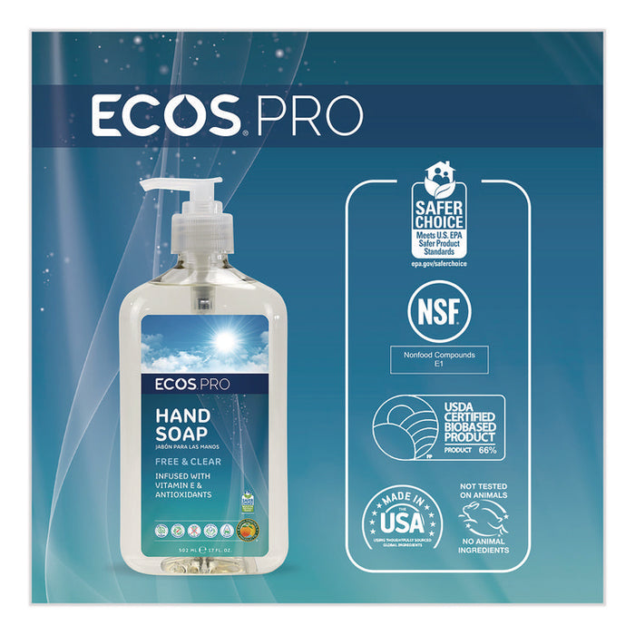 Liquid Hand Soap, Free and Clear Scent, 17 oz