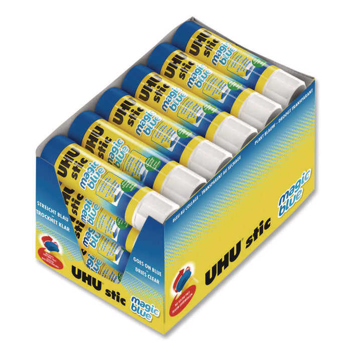 Glue Stick, 8.2 g, Applies Blue, Dries Clear, 24/Pack