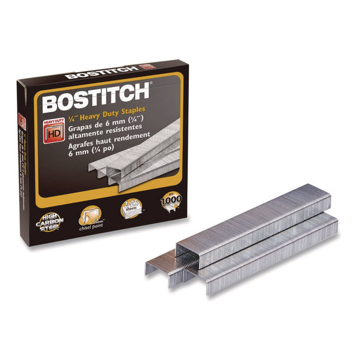 Heavy-Duty Premium Staples, 0.25" Leg, 0.5" Crown, Steel, 1,000/Box