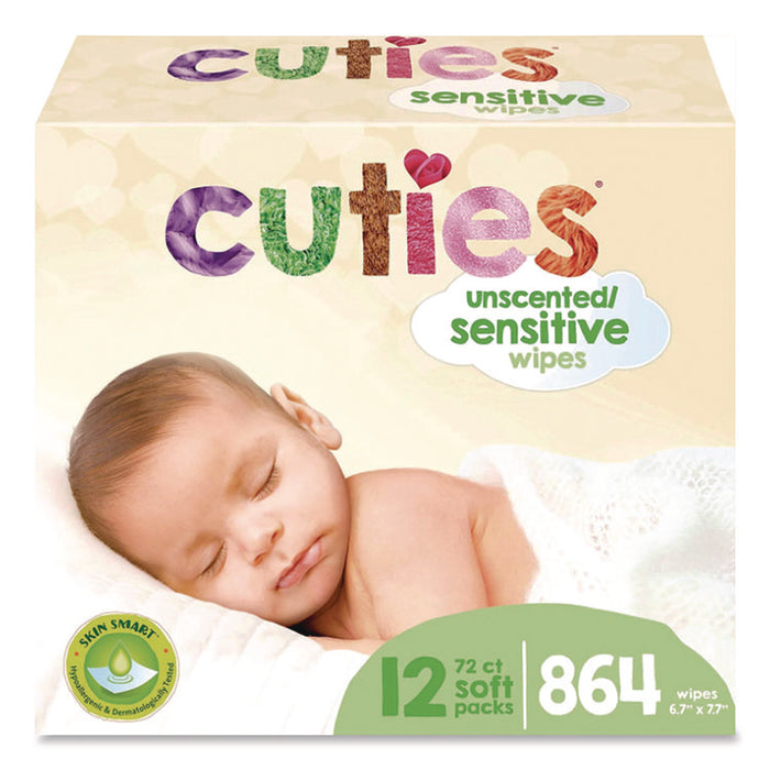 Premium Wipes, Unscented, White, 72 Wipes/Pack, 12 Packs/Carton