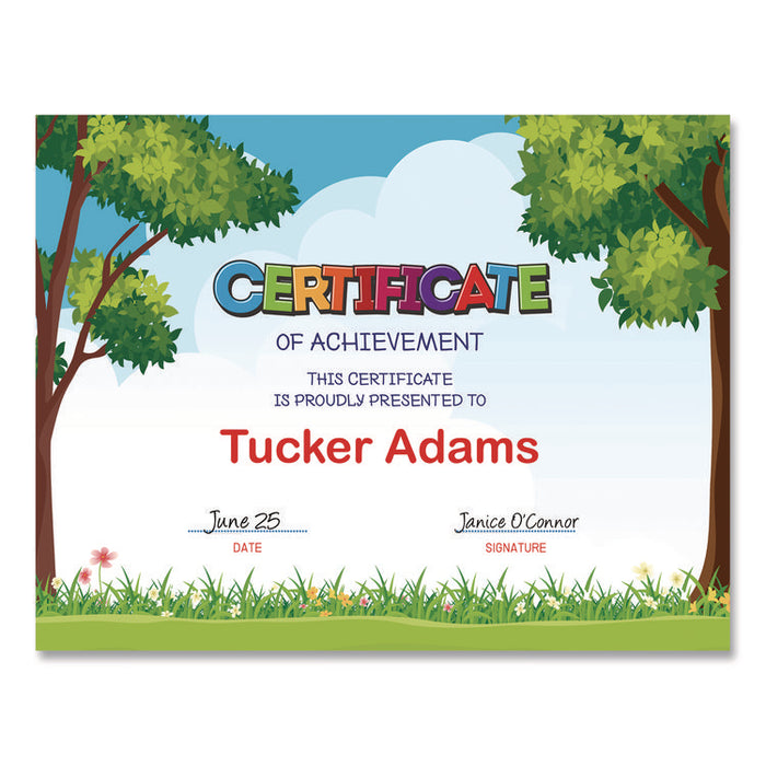 Tree Free Award Certificates, 8.5 x 11, Green/Brown/Blue, with Outside Scene Border, 15/Pack