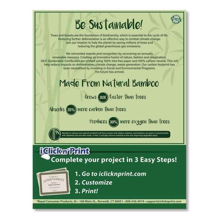Tree Free Award Certificates, 8.5 x 11, White with Elegant Blue/Gold Border, 15/Pack
