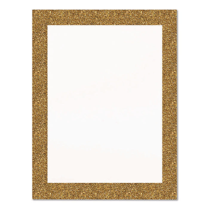Glitter Poster Board, 22" x 28", Heavyweight, White with Gold Border, 25/Pack