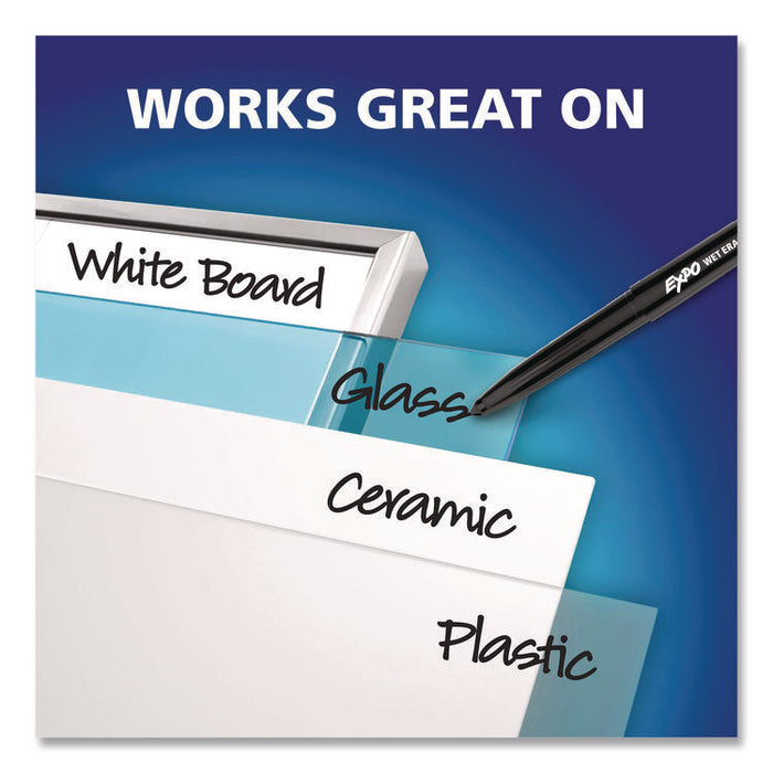 Wet Erase Marker, Ultra Fine Bullet Tip, Black, Dozen