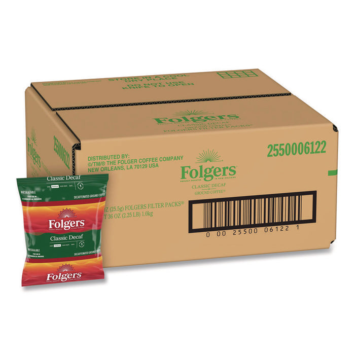 Coffee Filter Packs, Decaffeinated Classic Roast, 9/10oz, 10/Pack, 4 Packs/Carton