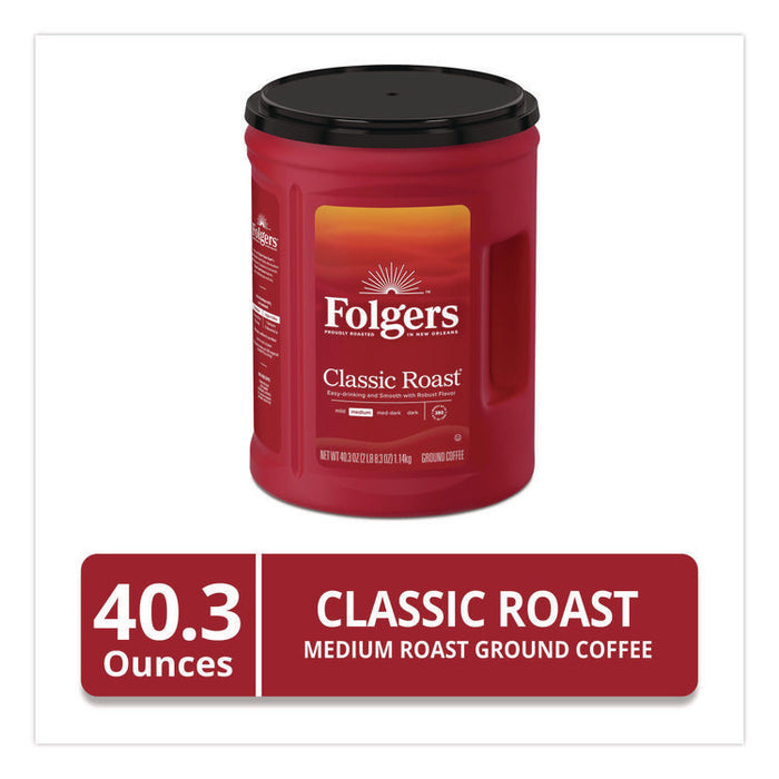 Classic Roast Ground Coffee, 40.3 oz Canister, 6/Carton