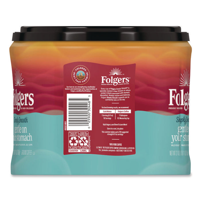 Simply Smooth Ground Coffee, Gentle On Your Stomach, 27 oz Canister
