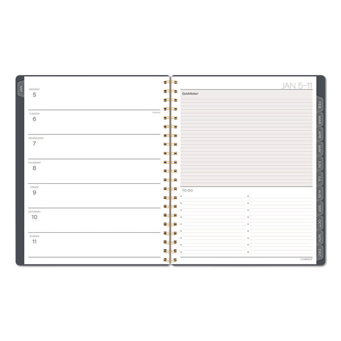 Hera Weekly Monthly Planner, Wavy Lines, 11 x 8.5, Black/Gold Cover, 12-Month (Jan to Dec): 2026