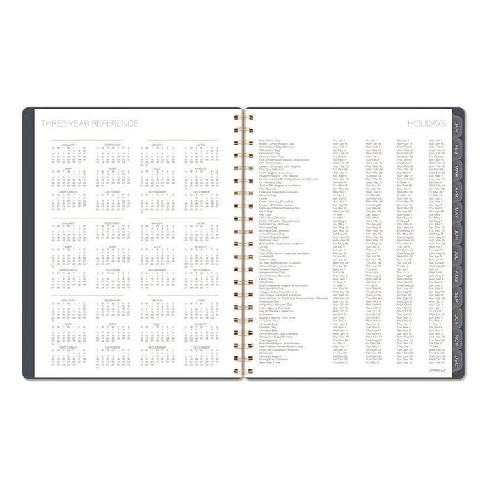 Hera Weekly Monthly Planner, Wavy Lines, 11 x 8.5, Black/Gold Cover, 12-Month (Jan to Dec): 2026