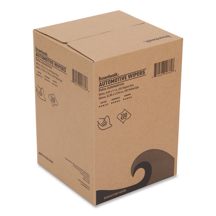 Automotive Shop Towels, 10.63 x 20.47, Unscented, White, 200/Box, 8 Boxes/Carton