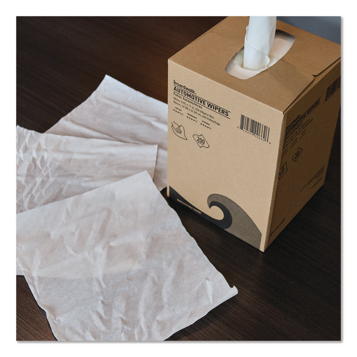 Automotive Shop Towels, 10.63 x 20.47, Unscented, White, 200/Box, 8 Boxes/Carton