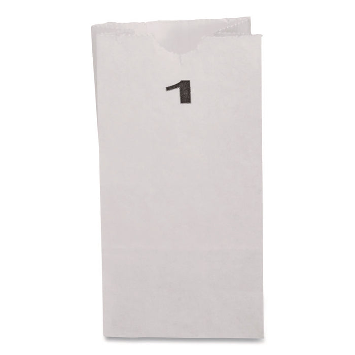 Grocery Paper Bags, 1# Size, 30# Basis Weight, 3.5" x 2.25" x 6.63", White, 500/Bundle