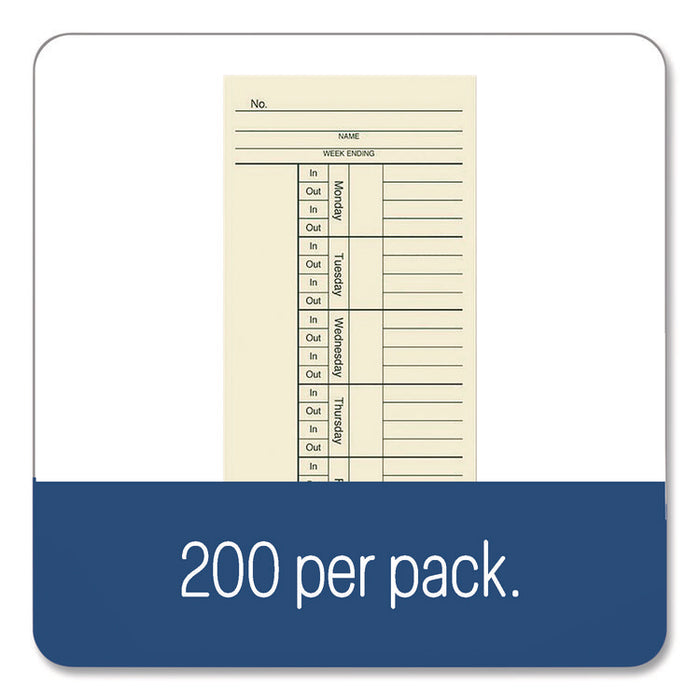 Time Cards for Acroprint, Amano and Lathem Time Clocks, Two Sides, 3.4 x 8.25, 200/Pack