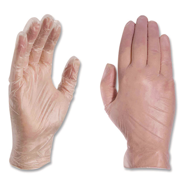 Vinyl Exam Gloves, Powder-Free, Medium, Clear, 100/Box