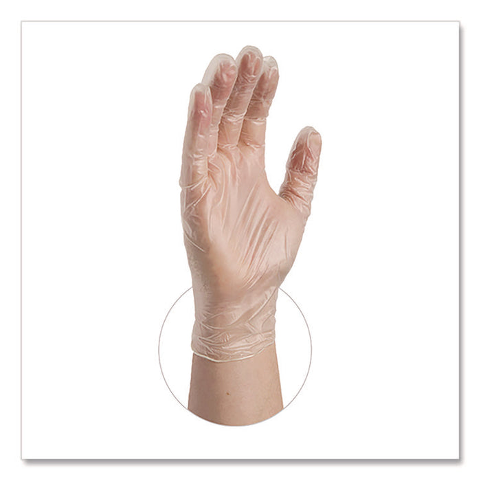 Vinyl Exam Gloves, Powder-Free, X-Large, 9.5" Long, Clear, 100/Box