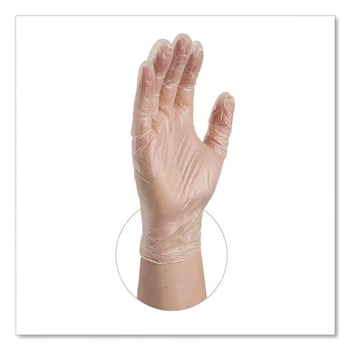 Vinyl Exam Gloves, Powder-Free, Large, Clear, 100/Box