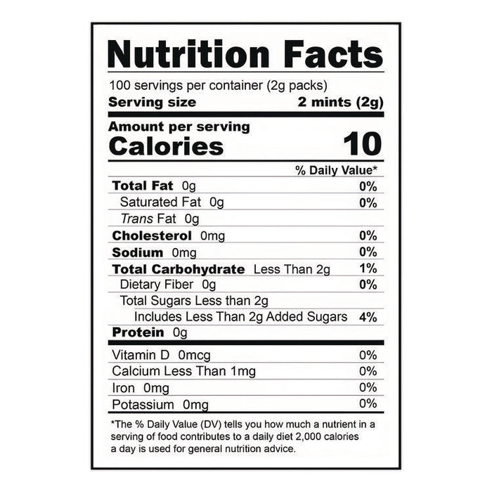 VerMints Organic Mints/Pastilles, Wintergreen, 2 Mints/0.7 oz, Individually Wrapped, 100/Box