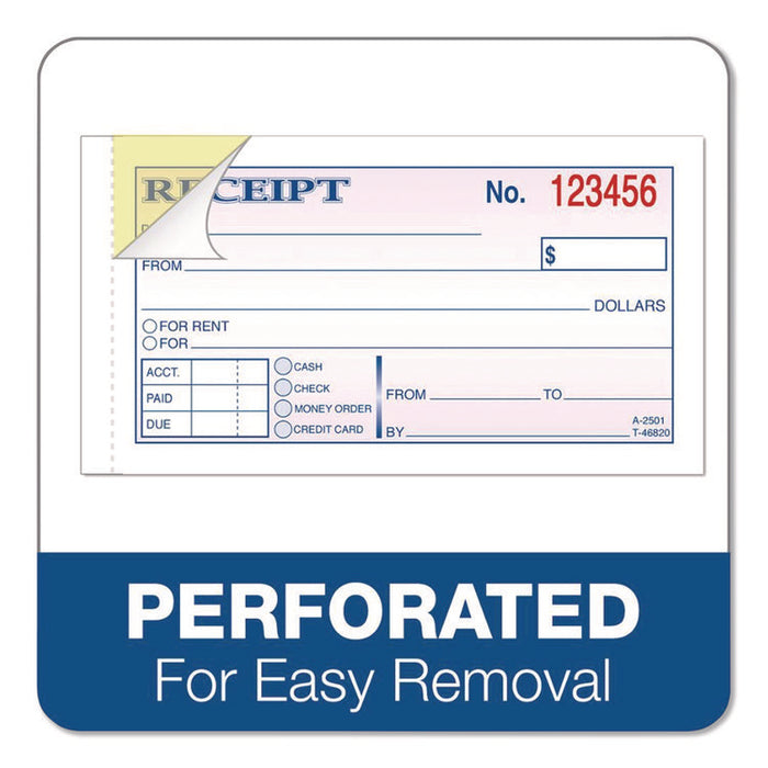 Money/Rent Receipt Book, Two-Part Carbonless, 4.88 x 2.75, 50 Forms Total