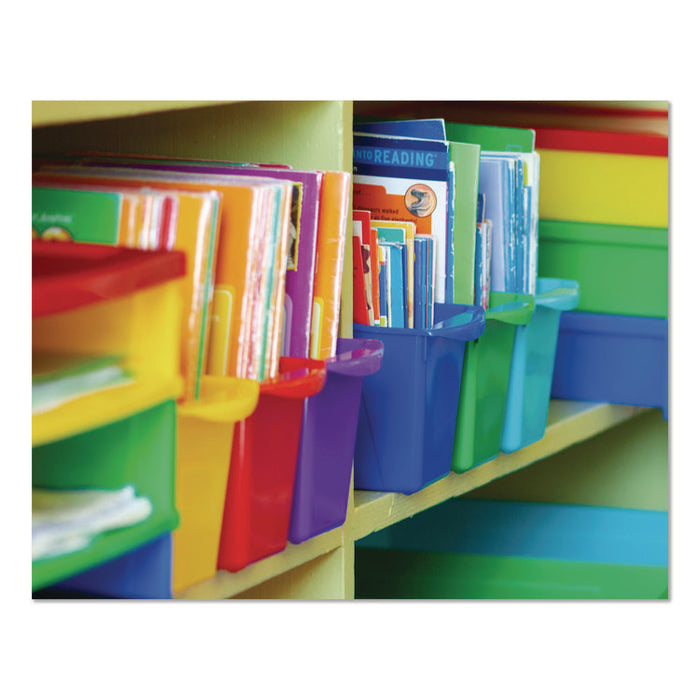 Small Book Bin, 1.5 gal, 4.5" x 11.75" x 8.5", Assorted Bright Colors, 6/Pack