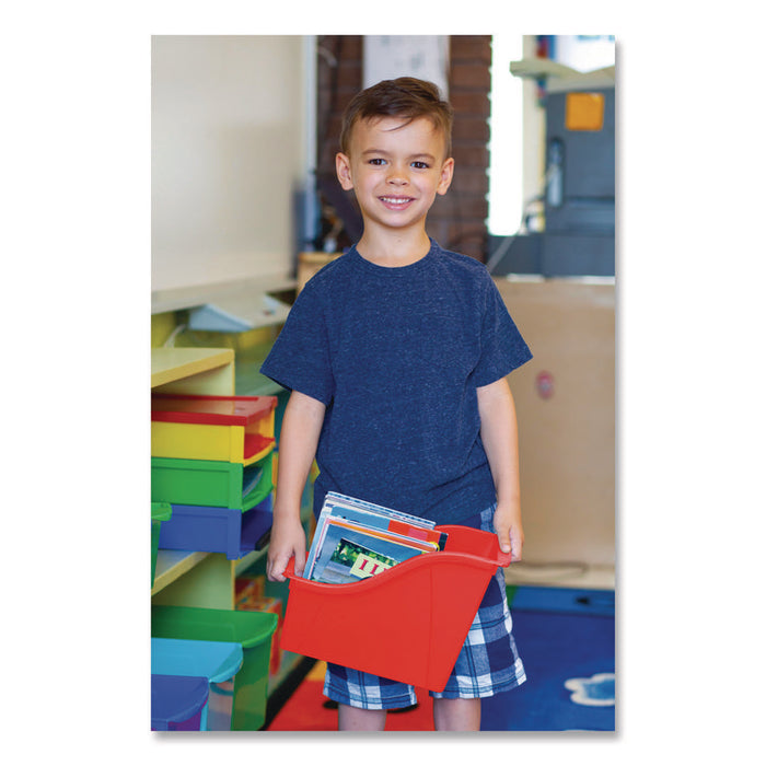 Small Book Bin, 1.5 gal, 4.5" x 11.75" x 8.5", Assorted Bright Colors, 6/Pack