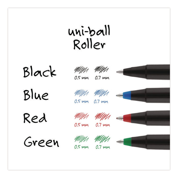 Rollerball Pen, Stick, Micro 0.5 mm, Red Ink, Black/Red Barrel, Dozen