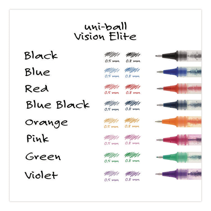 VISION ELITE Rollerball Pen, Stick, Bold 0.8 mm, Black Ink, White/Black/Clear Barrel