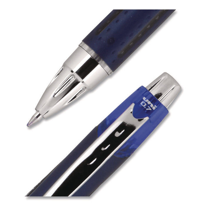 Jetstream Hybrid Gel Pen, Retractable, Fine 0.7 mm, Blue Ink, Blue/Silver Barrel