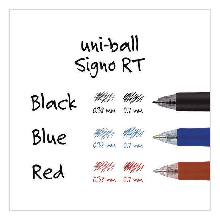 Signo Gel Pen, Retractable, Medium 0.7 mm, Blue Ink, Silver/Blue Barrel, Dozen