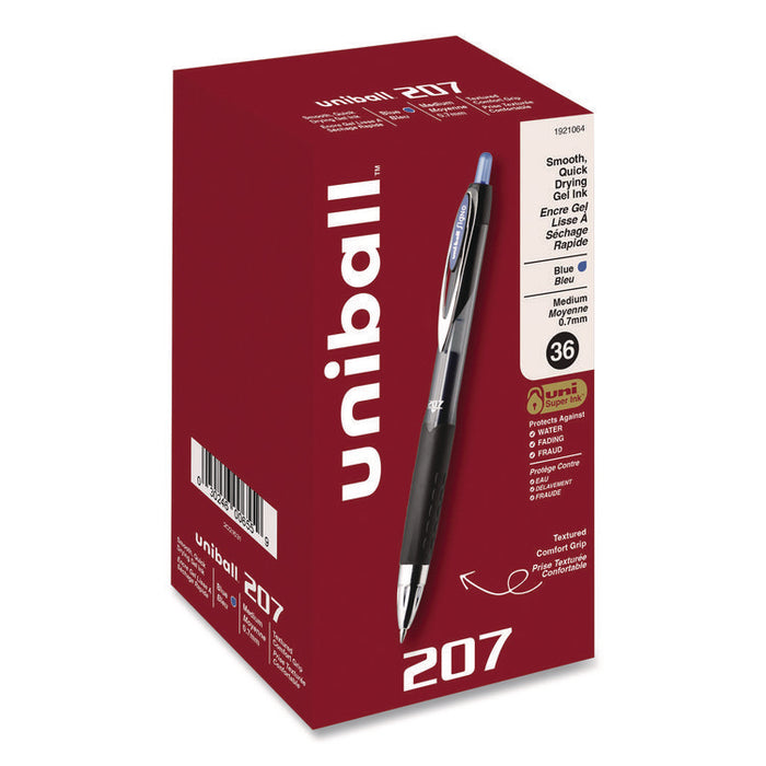 Signo 207 Gel Pen Value Pack, Retractable, Medium 0.7 mm, Blue Ink, Smoke/Black/Blue Barrel, 36/Box