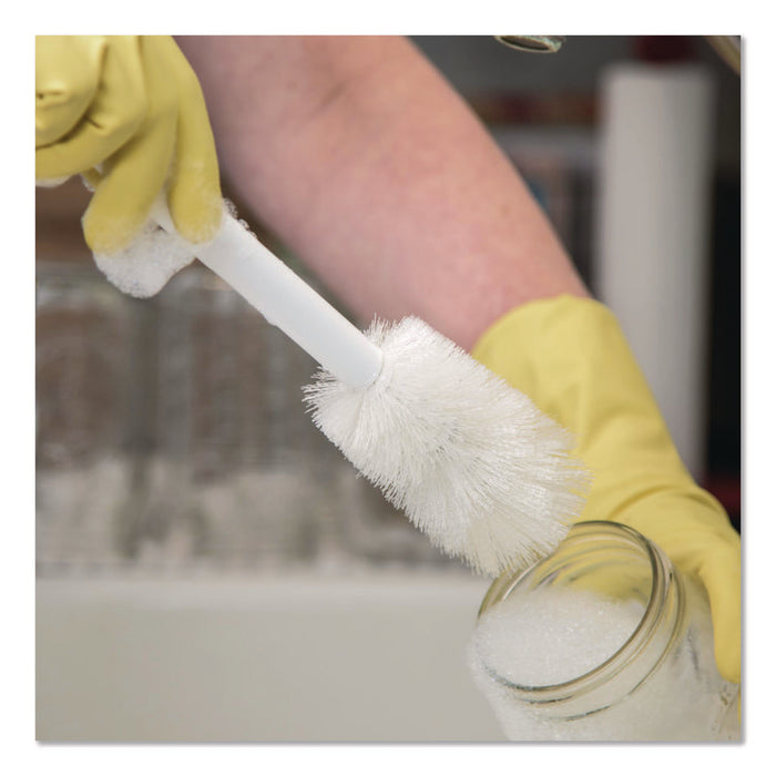 Sparta Handle Bottle Brush for Pint Bottles, White Polyester Bristles, 4.5" Brush, 7.5" White Plastic Handle