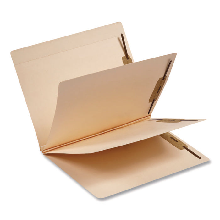 Heavy-Duty End Tab Classification Folders, Straight Tab, Expands 3", 2 Dividers, 6 Fasteners, Letter Size, Manila, 75/Box