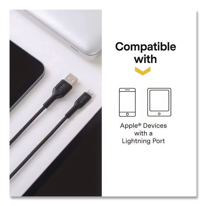 Braided Apple Lightning Cable to USB-A Cable, 4 ft, Black