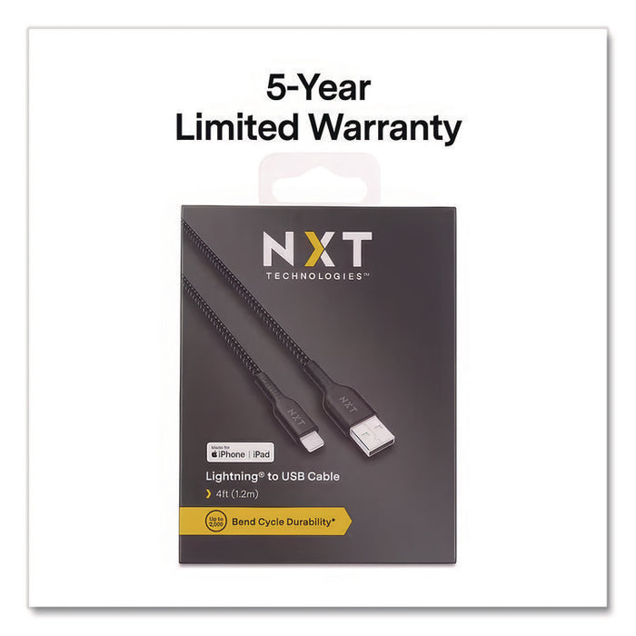 Braided Apple Lightning Cable to USB-A Cable, 4 ft, Black
