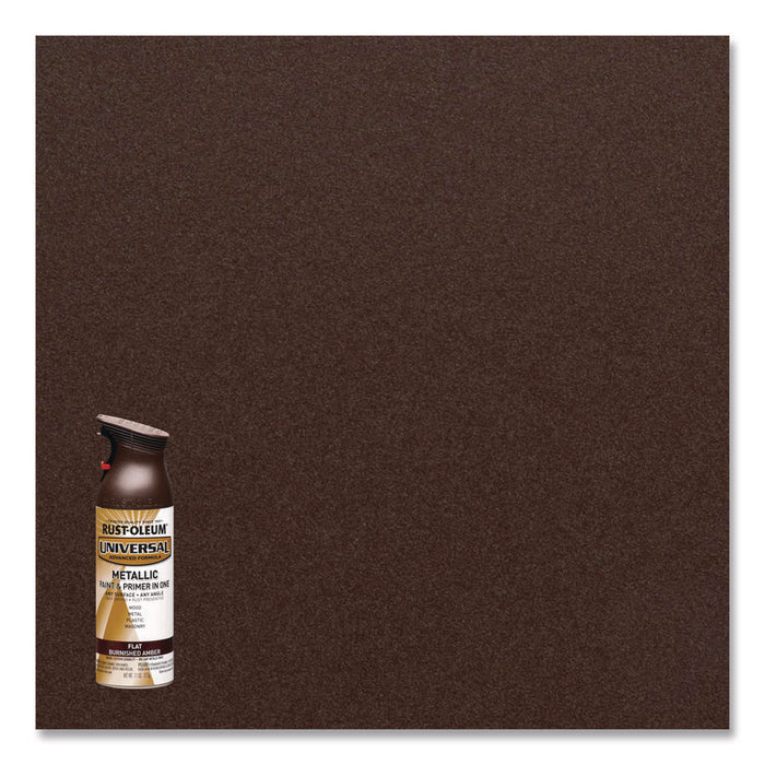 Universal Premium Spray Paint, Flat Amber, 12 oz Aerosol Can, 6/Carton